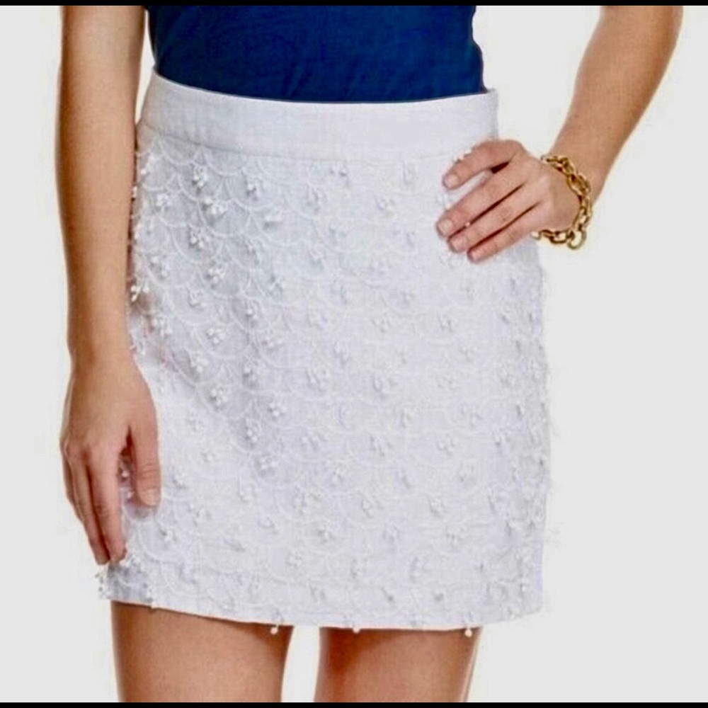 Vineyard Vines White Linen PomPom Skirt Size 0